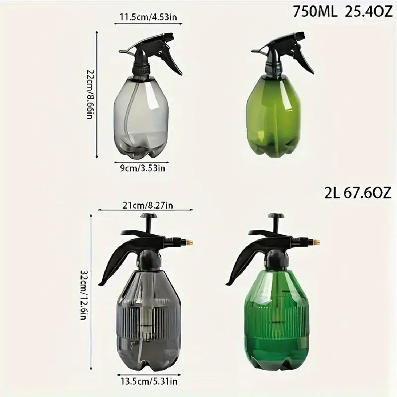 Sprøyte Flask gjennomsiktig 750 ml og 2L – Sprayflaske Grått